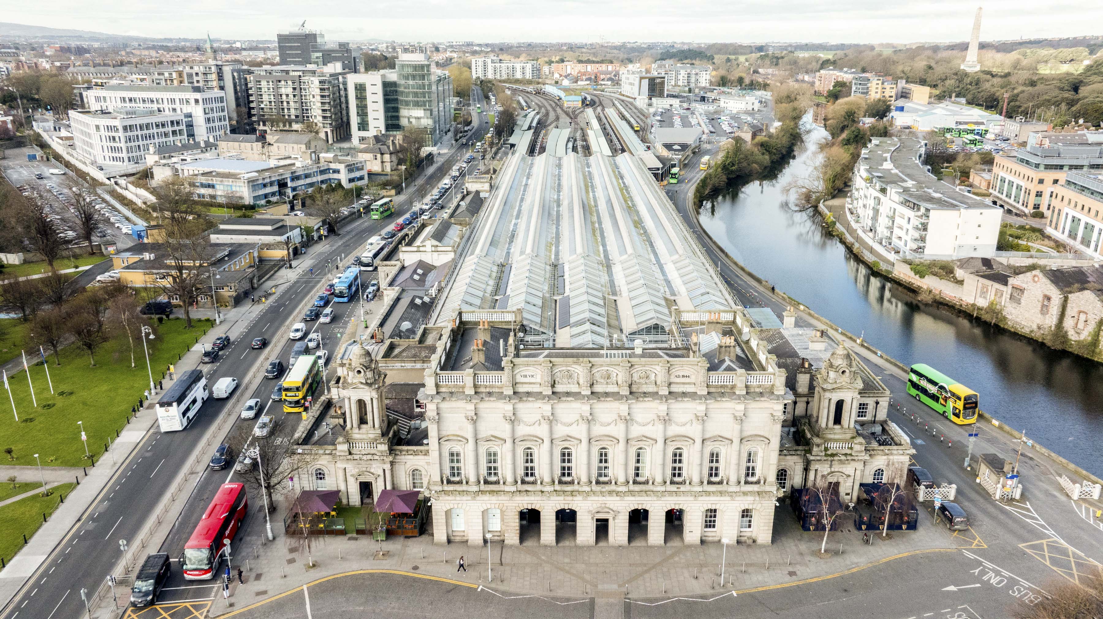 aerial view of Heuston station